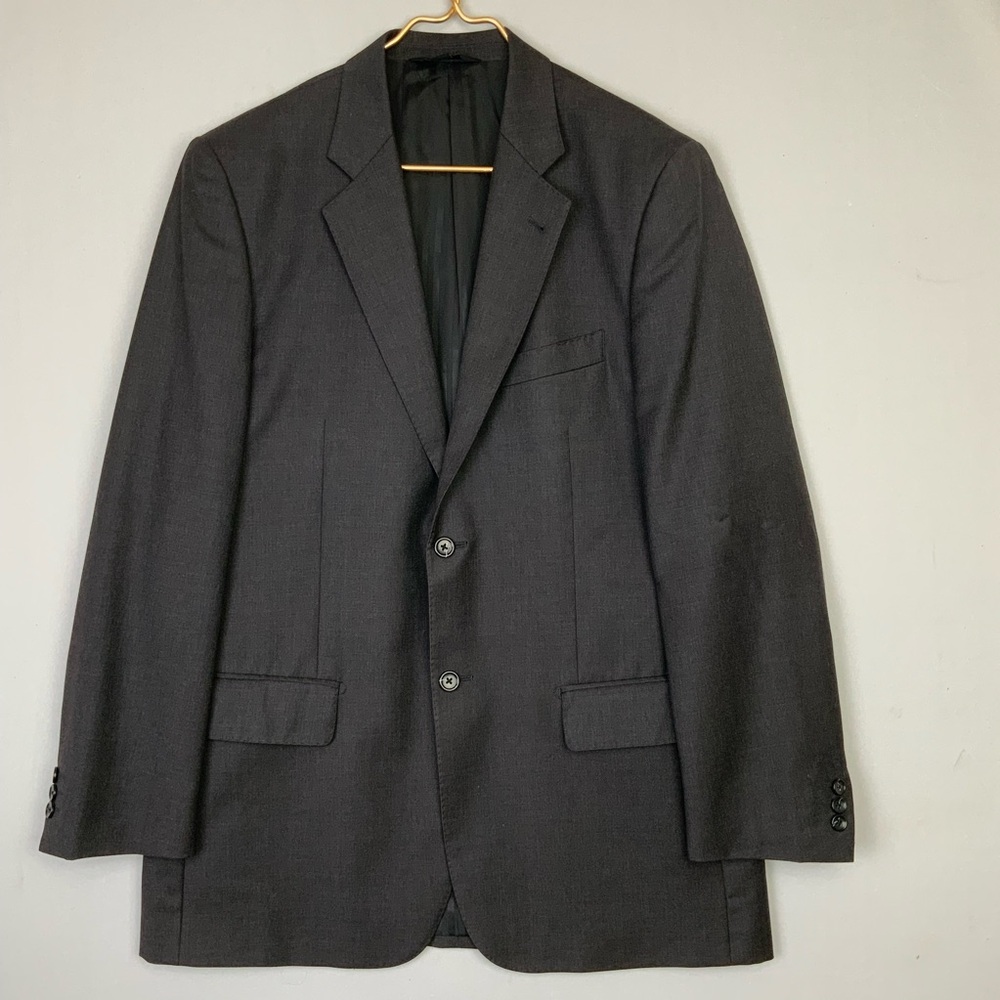 Baroni Sz 42L 100% Wool Super 150s Dark‎ Charcoal Gray Blazer Suit Jacket